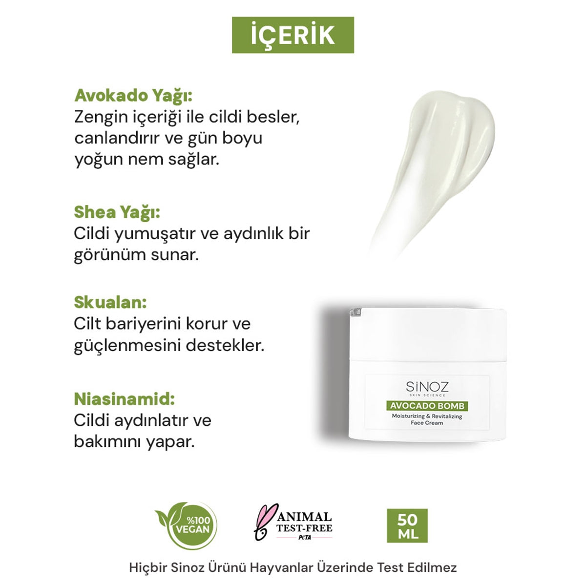 Avokado Bomb Nemlendirici Canlandırıcı Yüz Bakım Kremi 50 ml