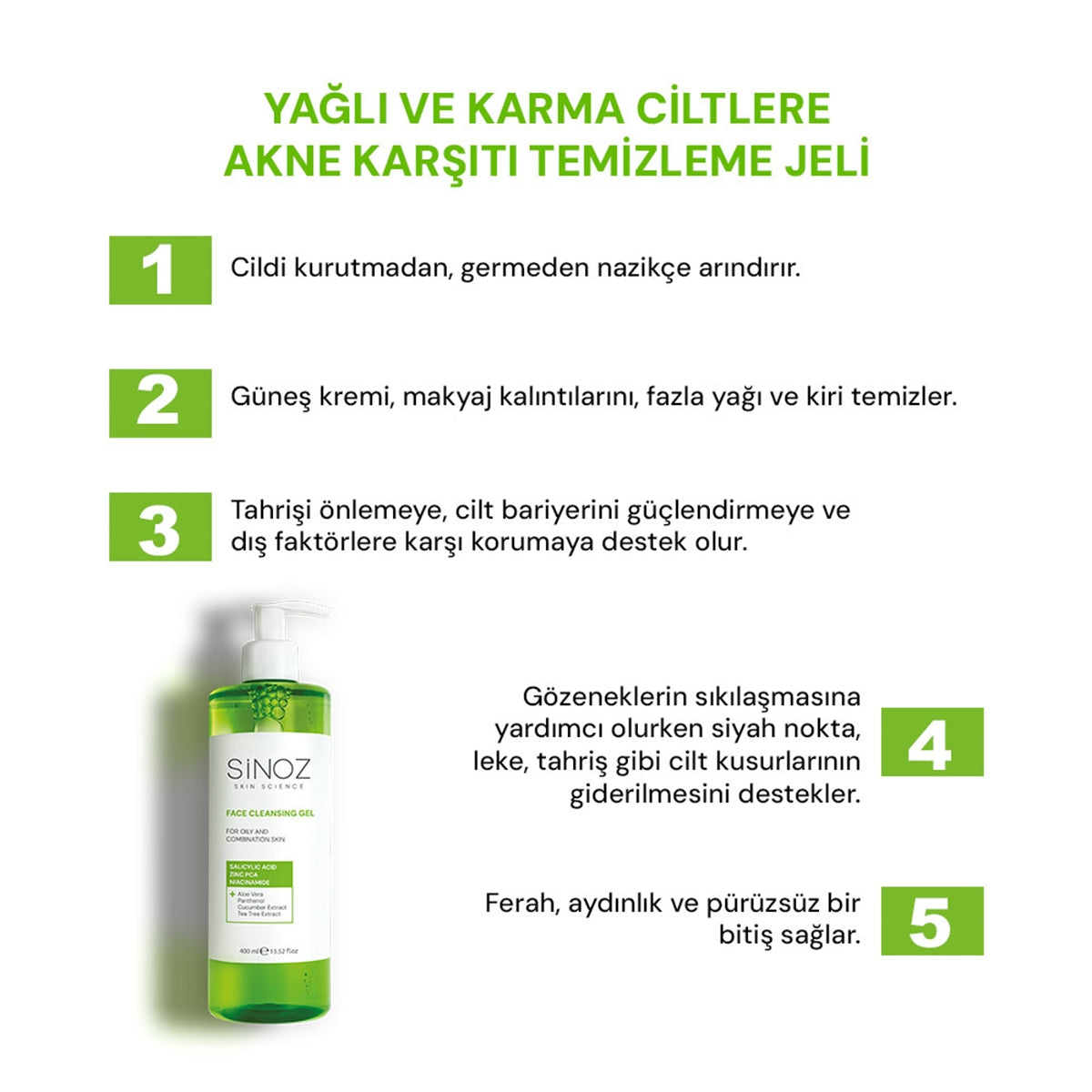 Yağlı ve Karma Ciltler için Sebum Dengeleyici Yüz Temizleme Jeli 400 ml