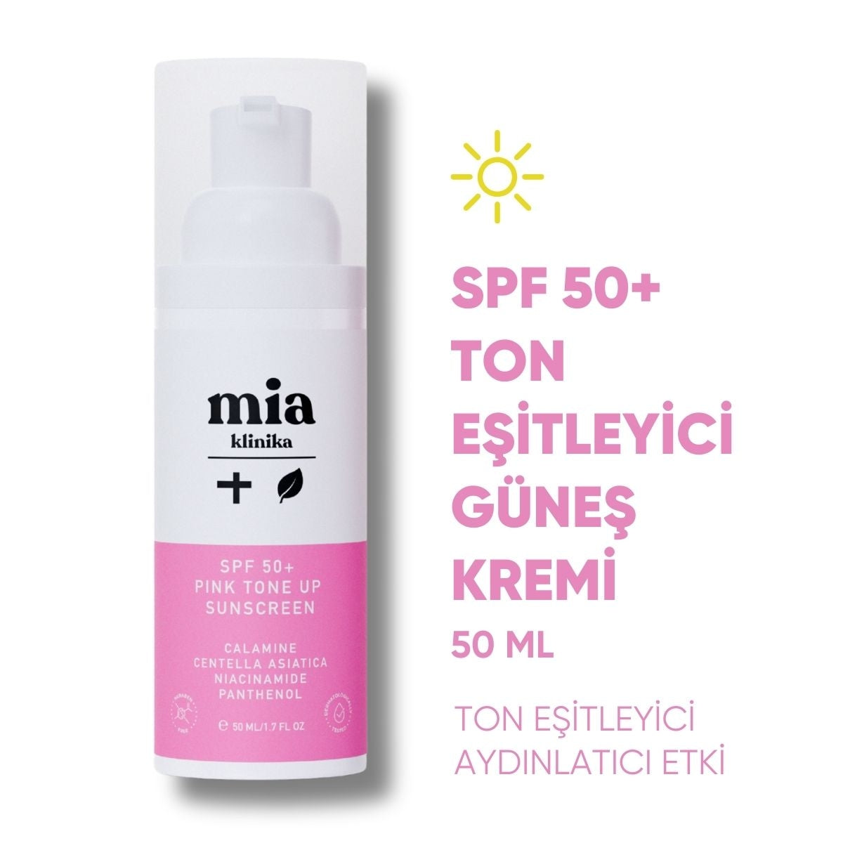 50+ SPF Pink Tone Up Ton Eşitleyici Pembe Yüz Güneş Kremi 50 ml
