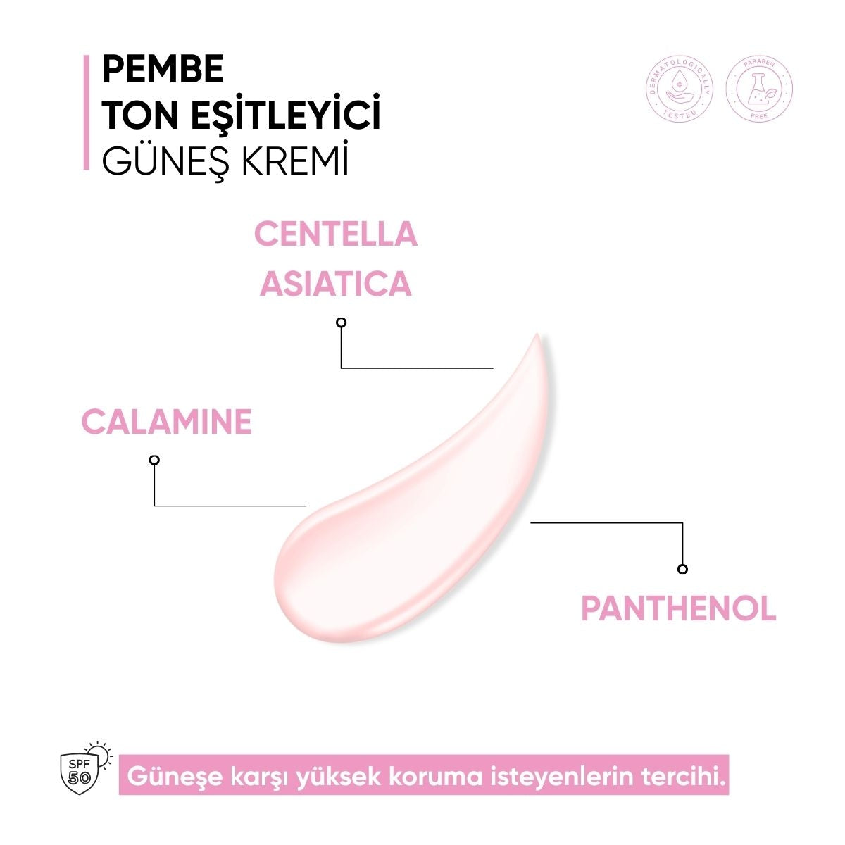 50+ SPF Pink Tone Up Ton Eşitleyici Pembe Yüz Güneş Kremi 50 ml