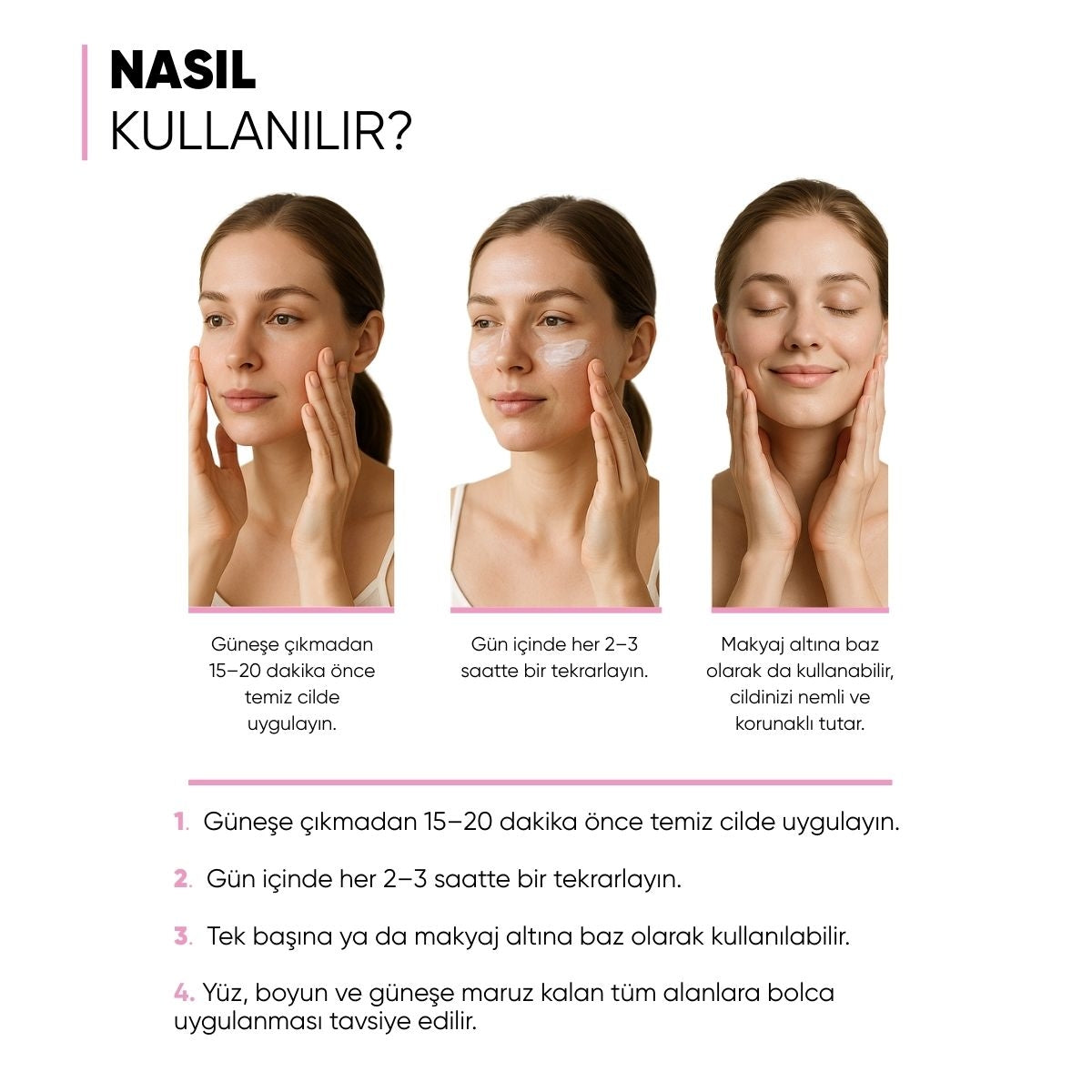 50+ SPF Pink Tone Up Ton Eşitleyici Pembe Yüz Güneş Kremi 50 ml