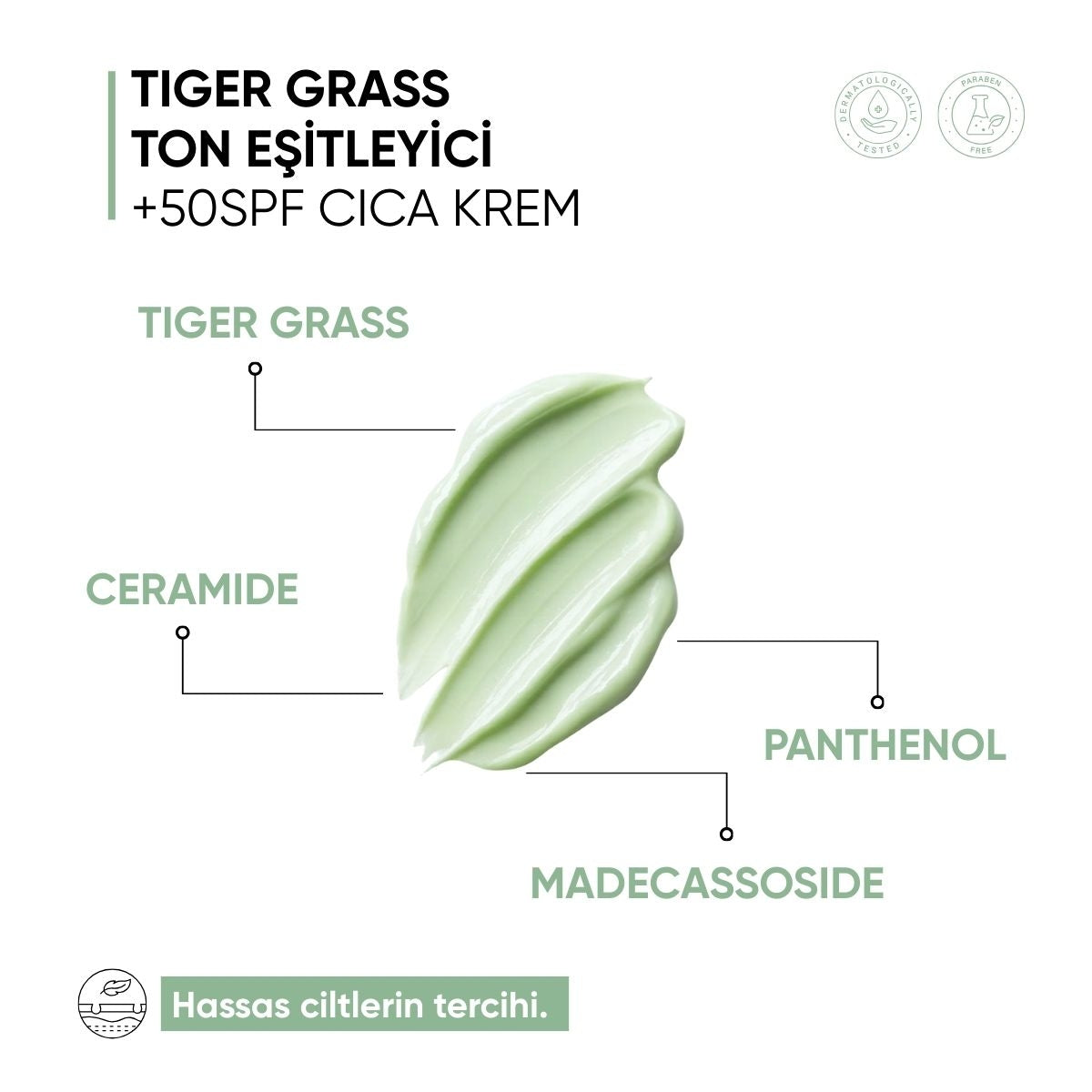 Tiger Grass Ton Eşitleyici 50 SPF+ Cica Krem 30 ml