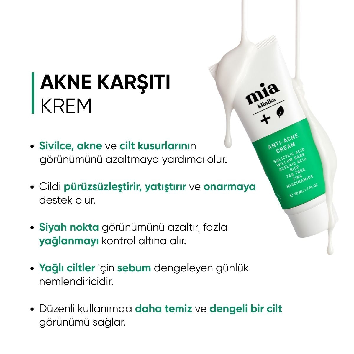 Sivilce ve Akne Karşıtı Bariyer Güçlendirici Nemlendirici Krem 50 ml