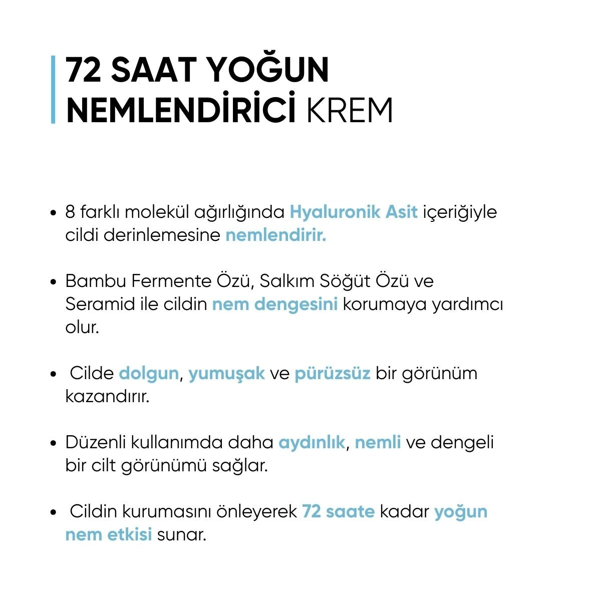 72 Saat Etkili Su Bazlı Yoğun Nemlendirici Krem 50 ml