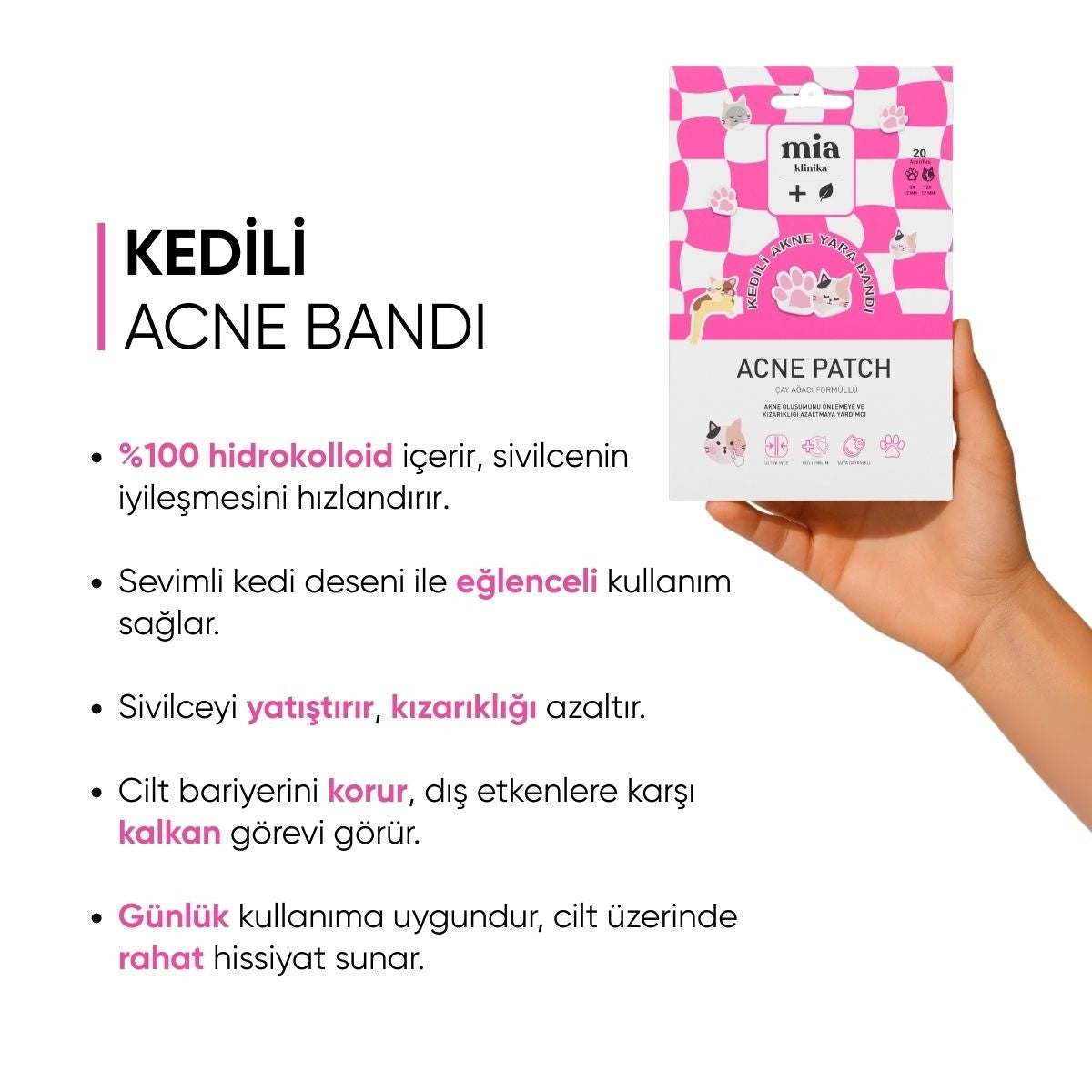 Sivilce Karşıtı Kedili Akne Bandı 20 Adet