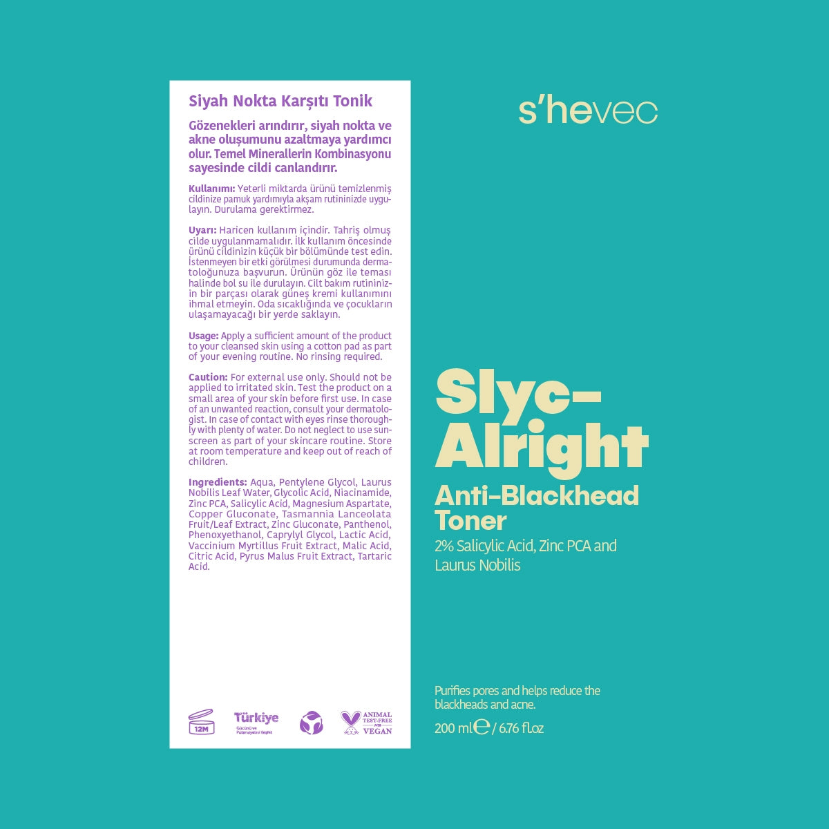 Slyc-Alright Akne ve Siyah Nokta Karşıtı Gözenek Sıkılaştırıcı Tonik 200
ml