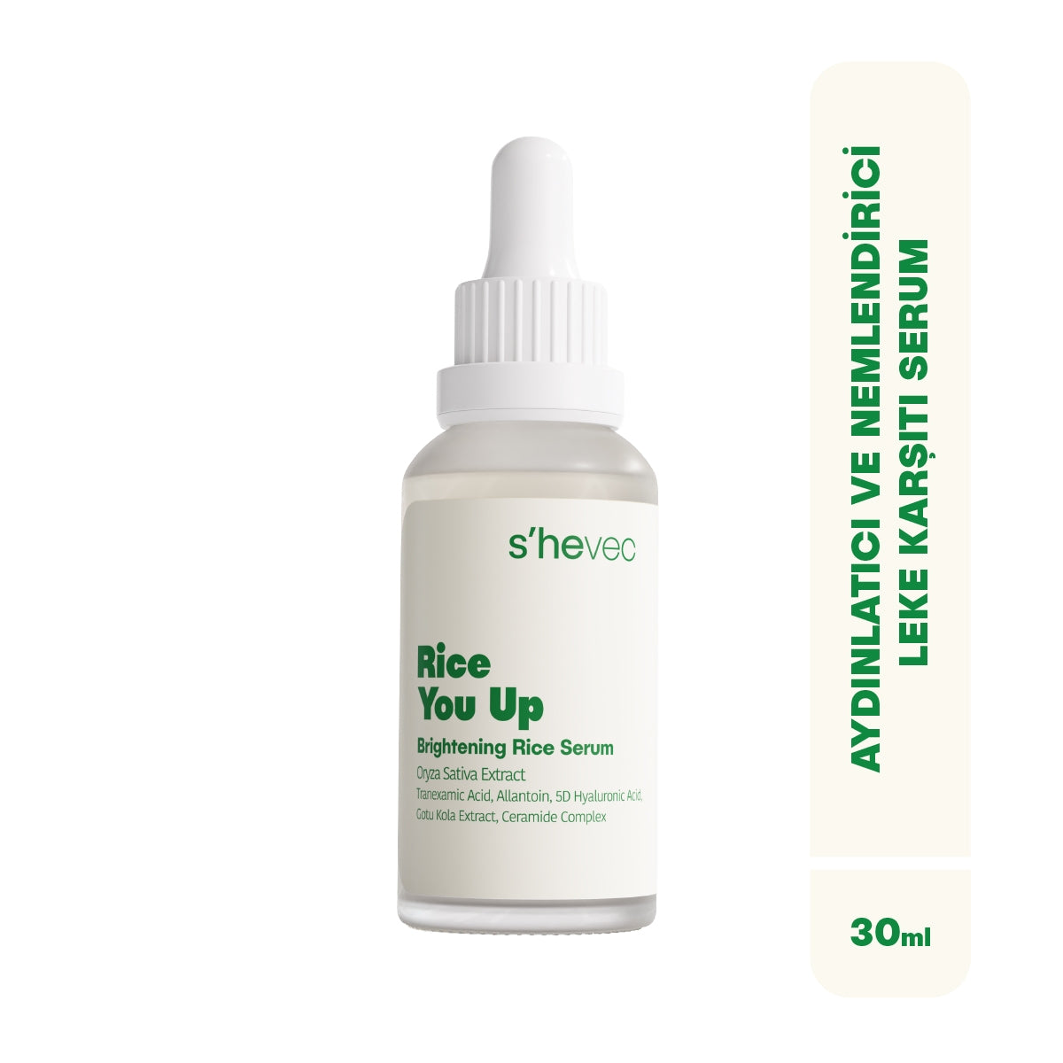 Aydınlatıcı, Nemlendirici ve Leke Karşıtı Vegan Pirinç Serum 30 ml