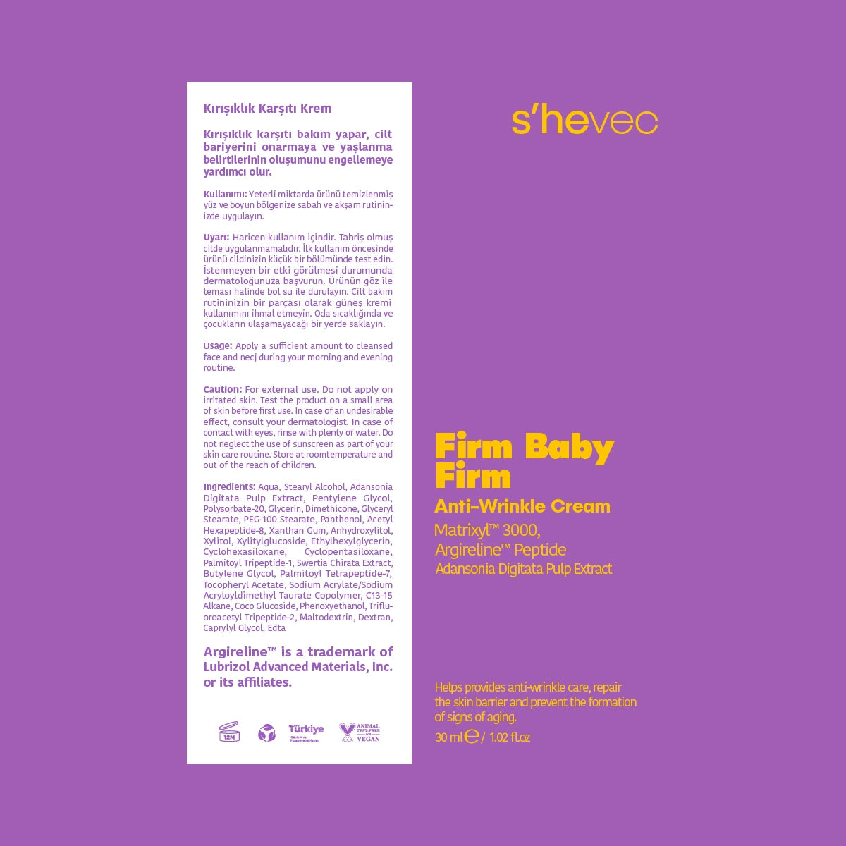 Yaşlanma ve Kırışıklık Karşıtı, Onarıcı Peptit Kompleksi Vegan Bakım
Kremi 30 ml