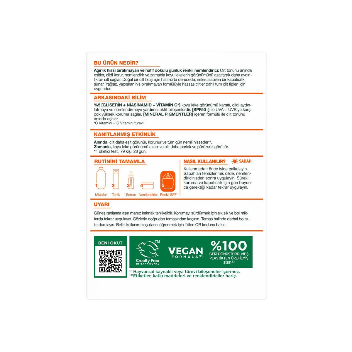 Nemlendirici Güneş Kremi Wonder Tint C Vitamini Açık 40 ml