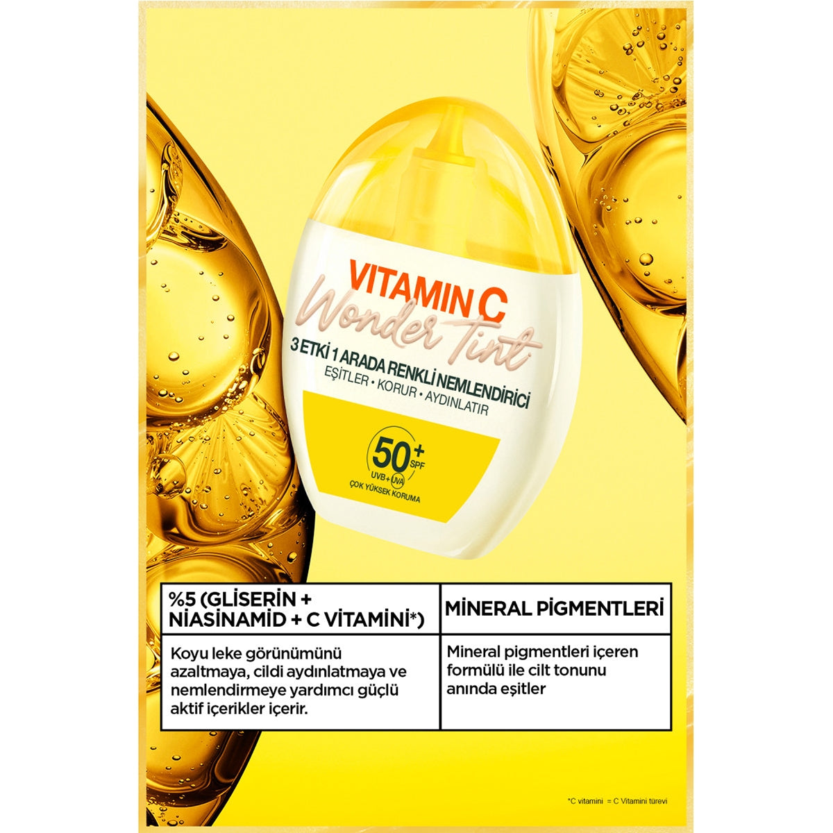 Nemlendirici Güneş Kremi Wonder Tint C Vitamini Açık 40 ml