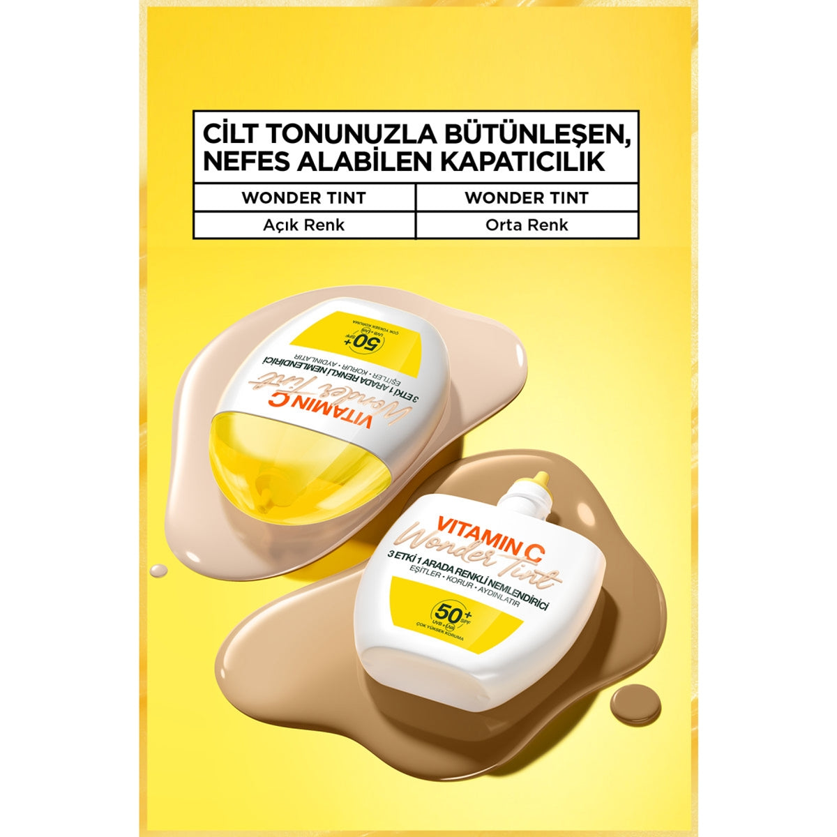 Nemlendirici Güneş Kremi Wonder Tint C Vitamini Açık 40 ml