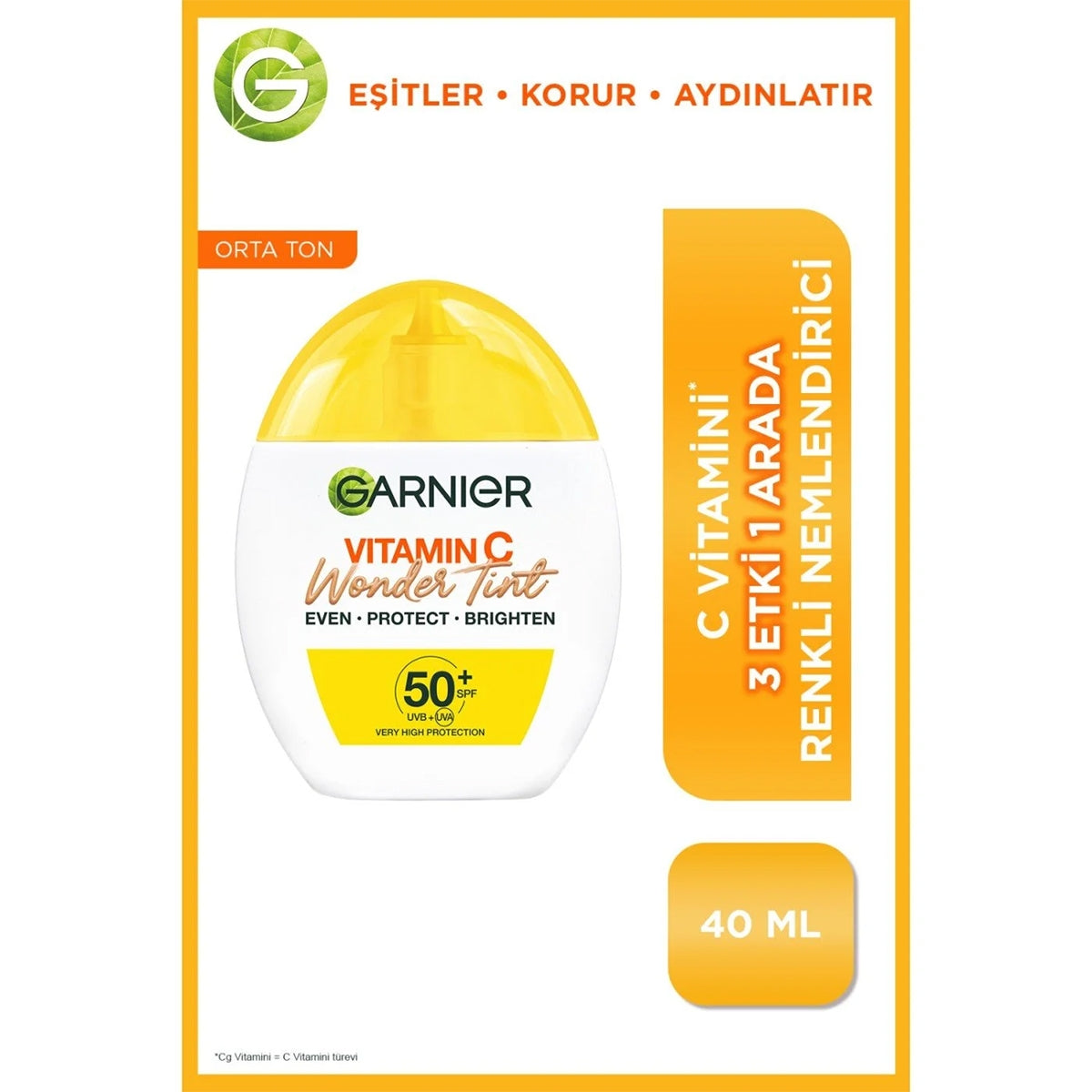 Nemlendirici Güneş Kremi Wonder Tint C Vitamini Orta 40 ml