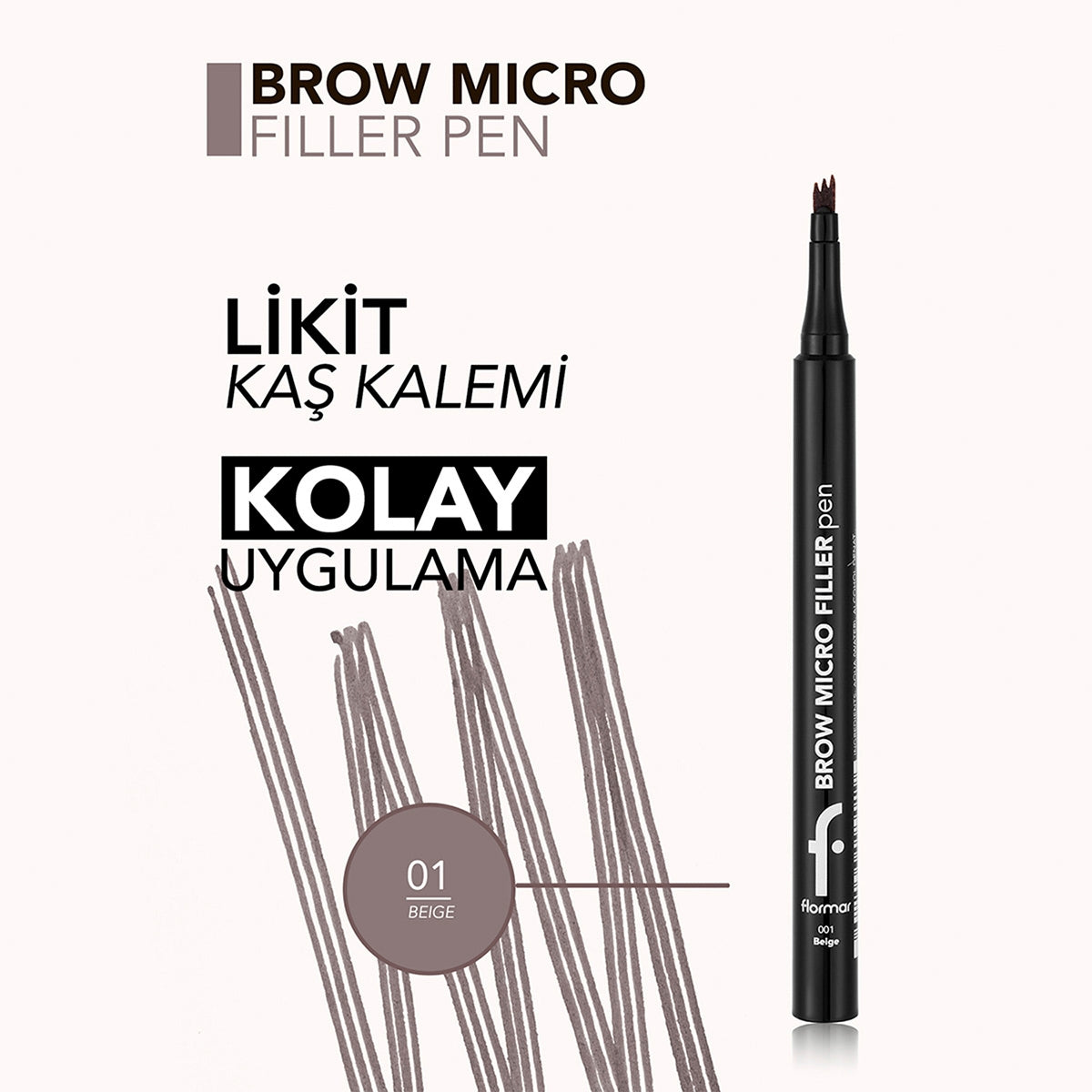 Brow Micro Filler Tarak Uçlu Doğal Bitişli Kaş Kalemi 01 Beige