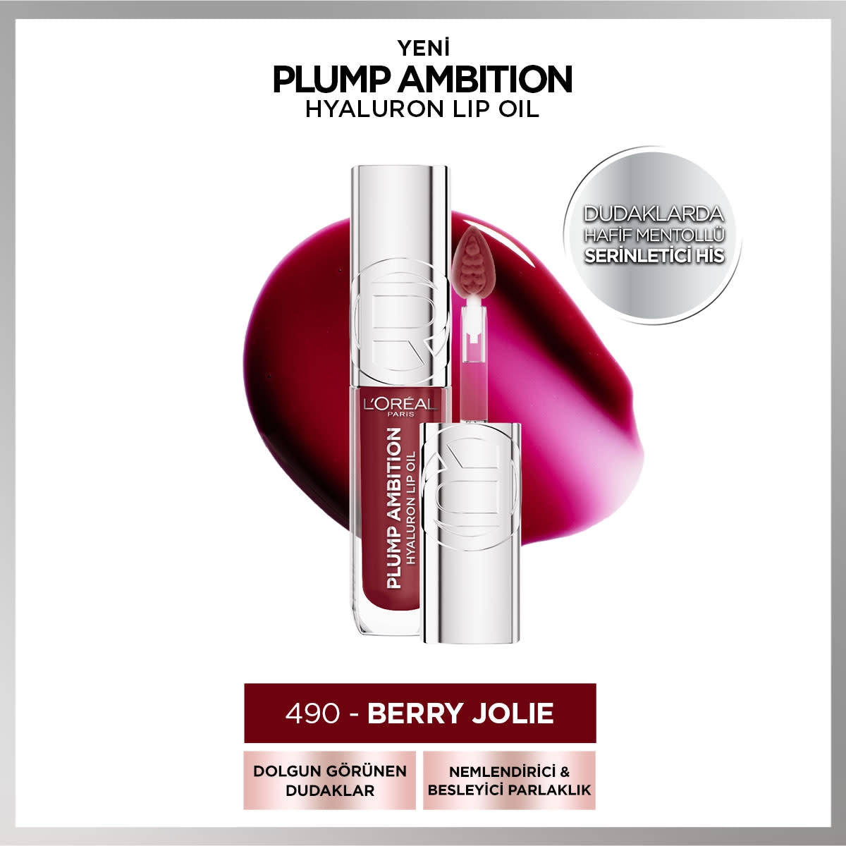 Plump Ambition Hyaluron Lip Oil Besleyici ve Nemlendirici Dudak
Parlatıcısı 490 Berry Jolie