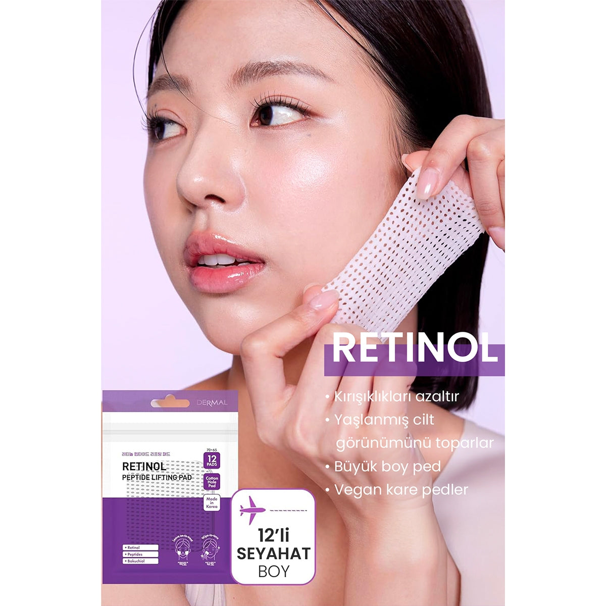 Yüz Temizleme Pedi Retinol 12 Adet