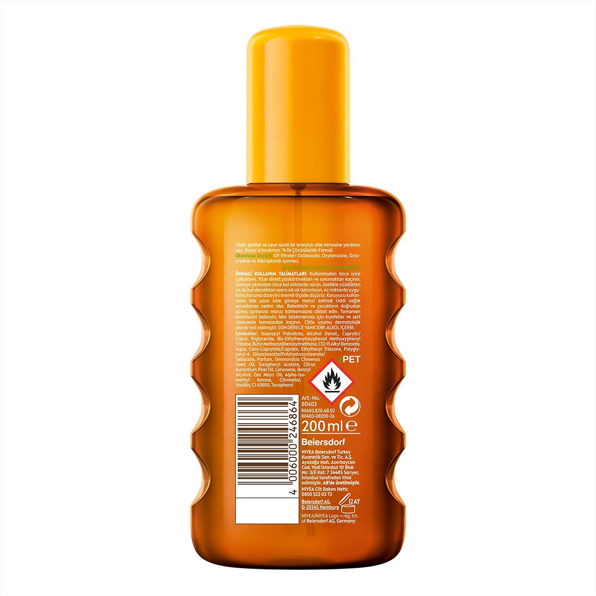 Yoğun Bronzlaştırıcı Güneş Yağı Spreyi 200 ML