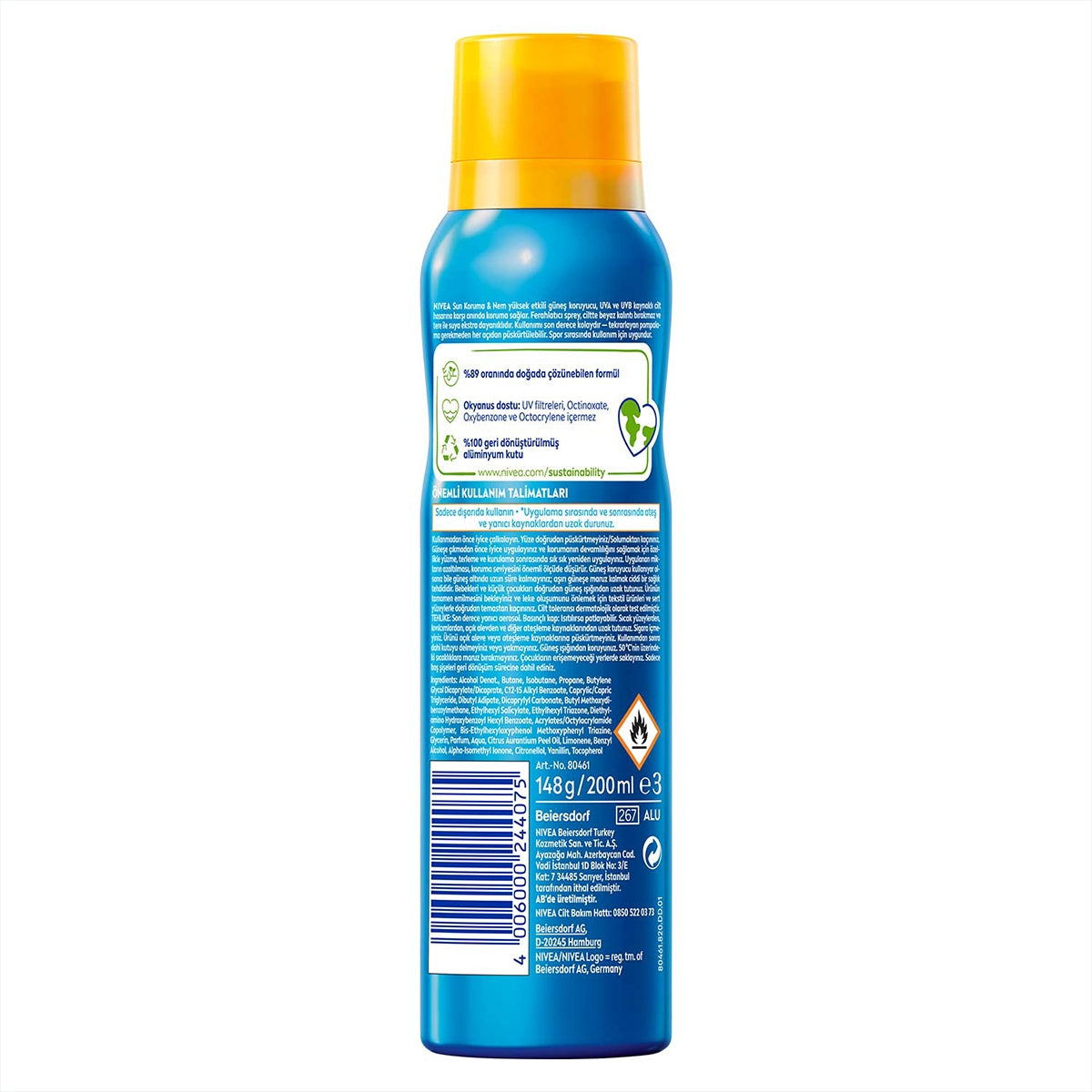 Güneş Kremi Aerosol Sprey 200 ml