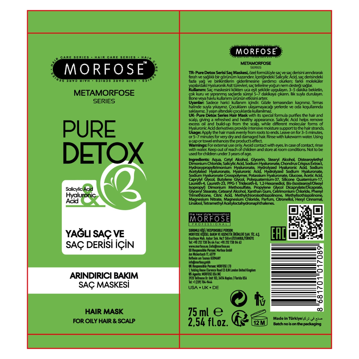 Saç Maskesi Metamorfose Arındırıcı Bakım 75 ml