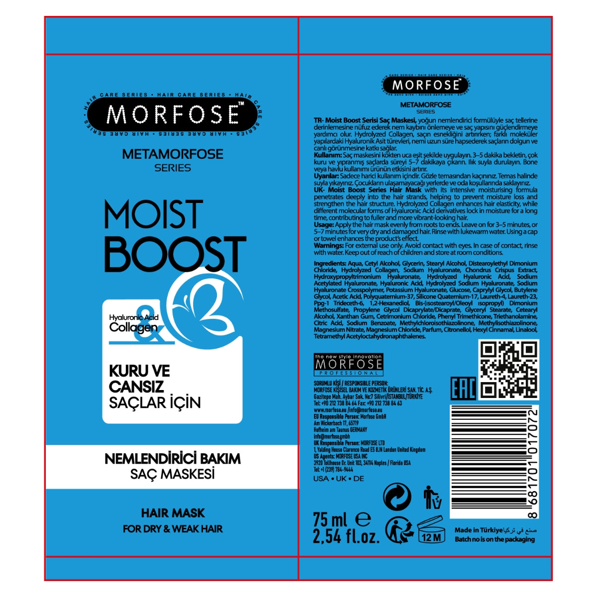 Saç Maskesi Metamorfose Nemlendirici Bakım 75 ml