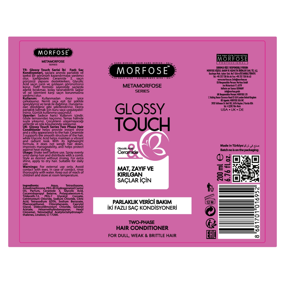 Sıvı Saç Kremi Metamorfose Parlaklık Verici Çift Fazlı 200 ml