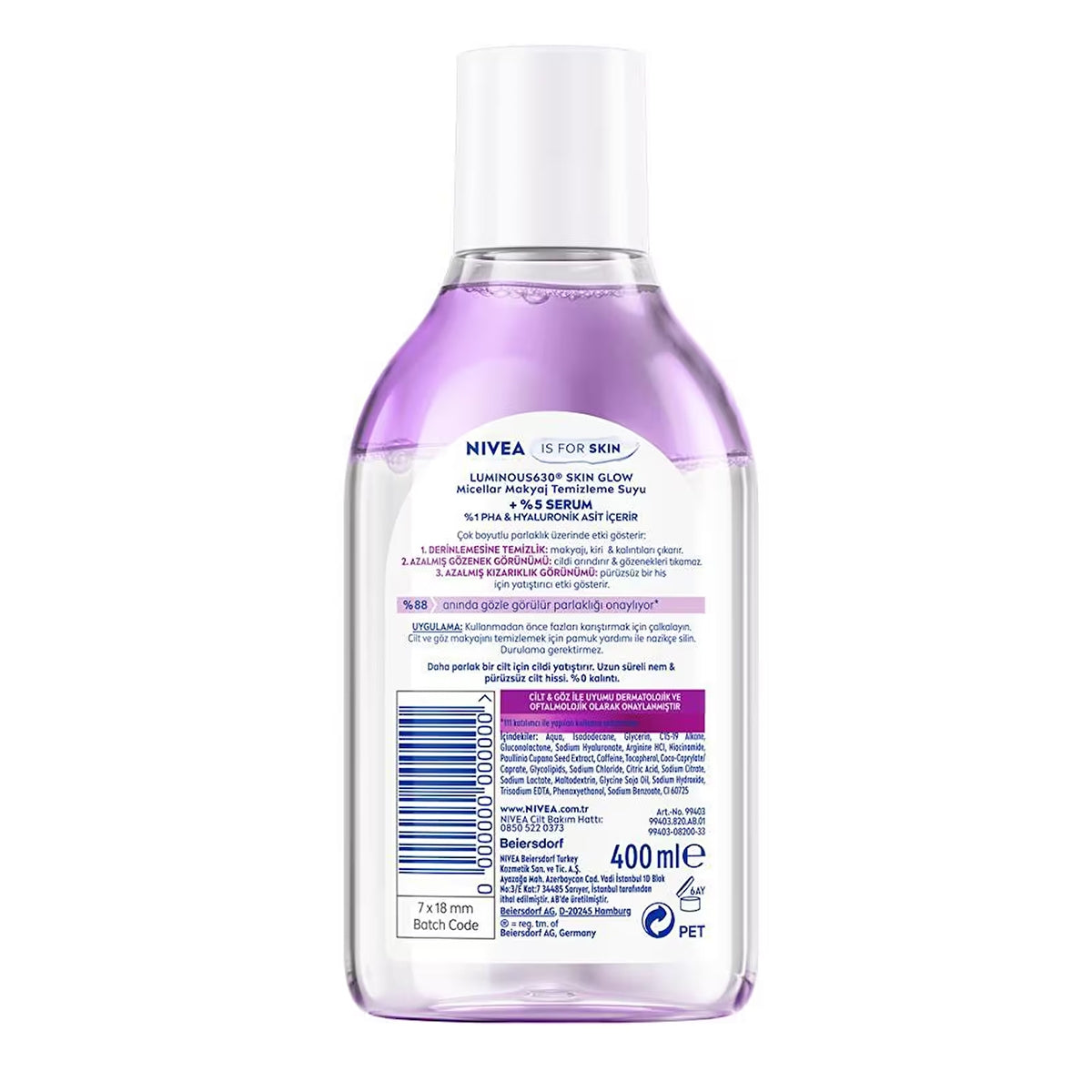 Luminous630 Skin Glow Çift Fazlı Micellar Makyaj Temizleme Suyu 400ml