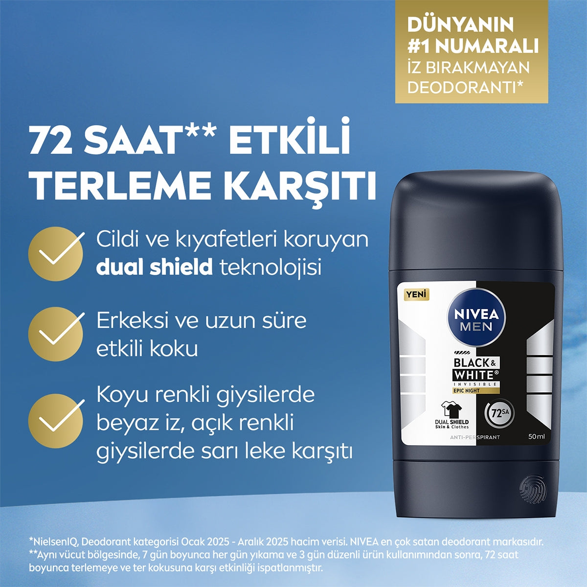 Black and White Epic Night Erkek Stick 50ml