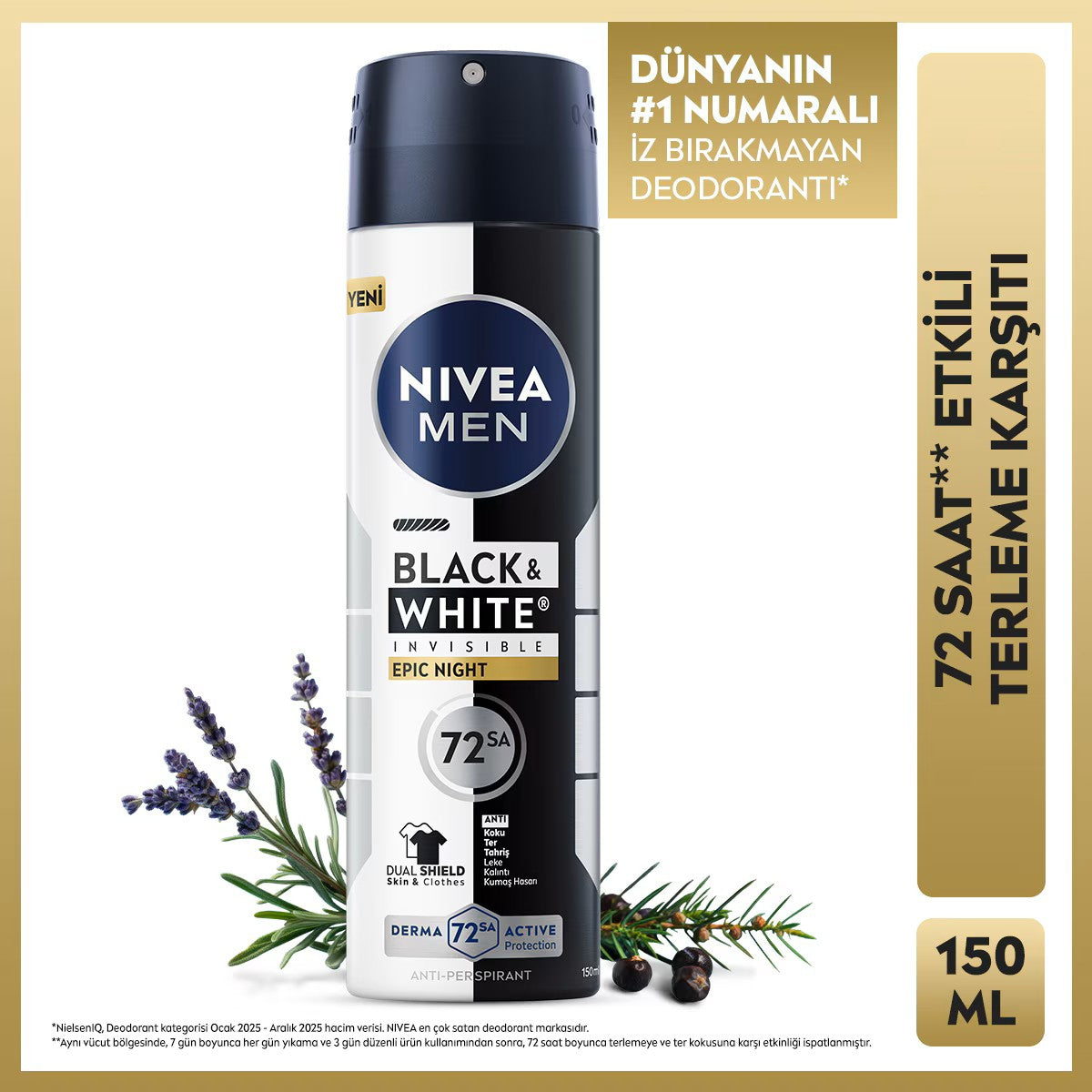 Nivea Black and White Epic Night Erkek Sprey 150ml