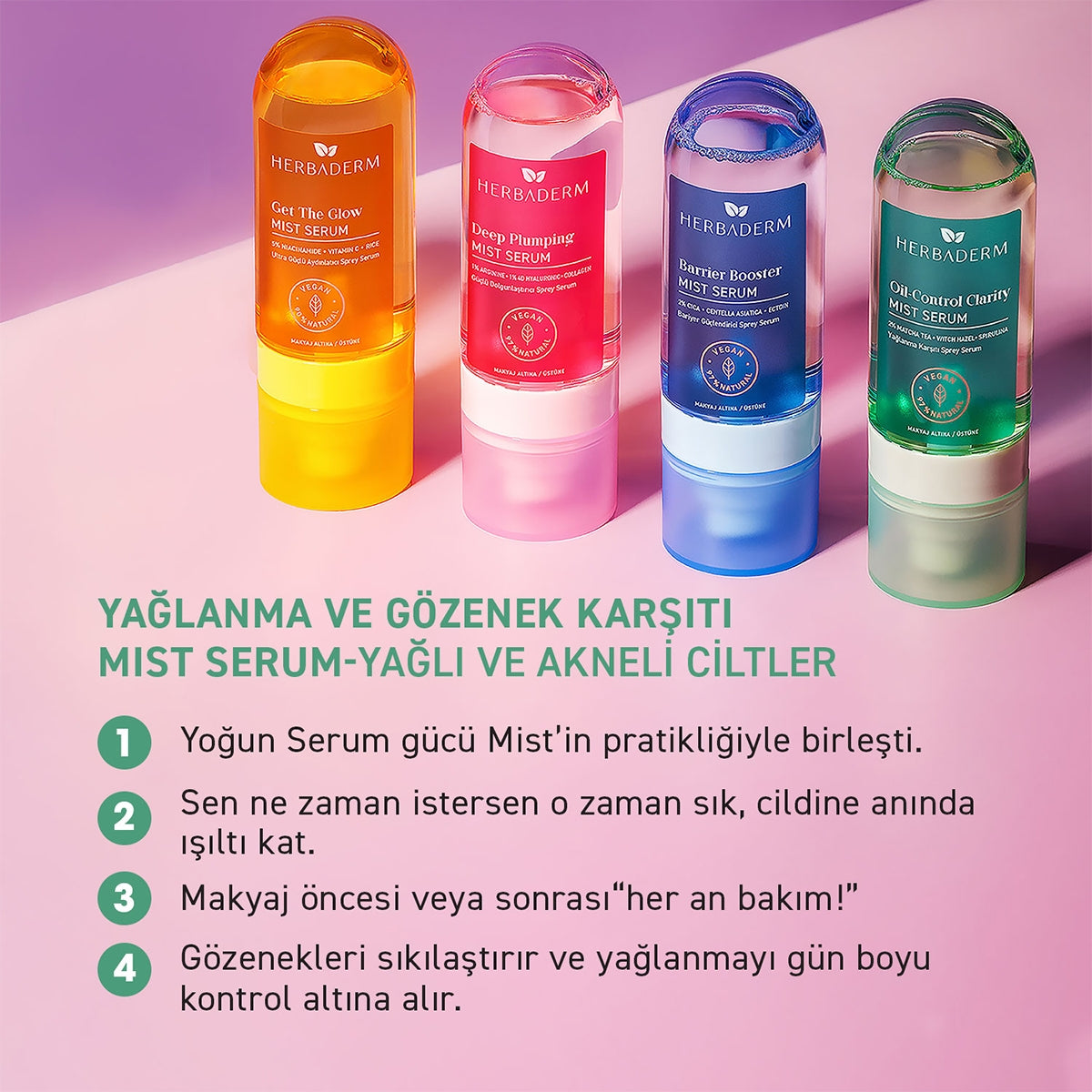 Herbaderm Yağlanma Karşıtı Sprey Serum 80 ml