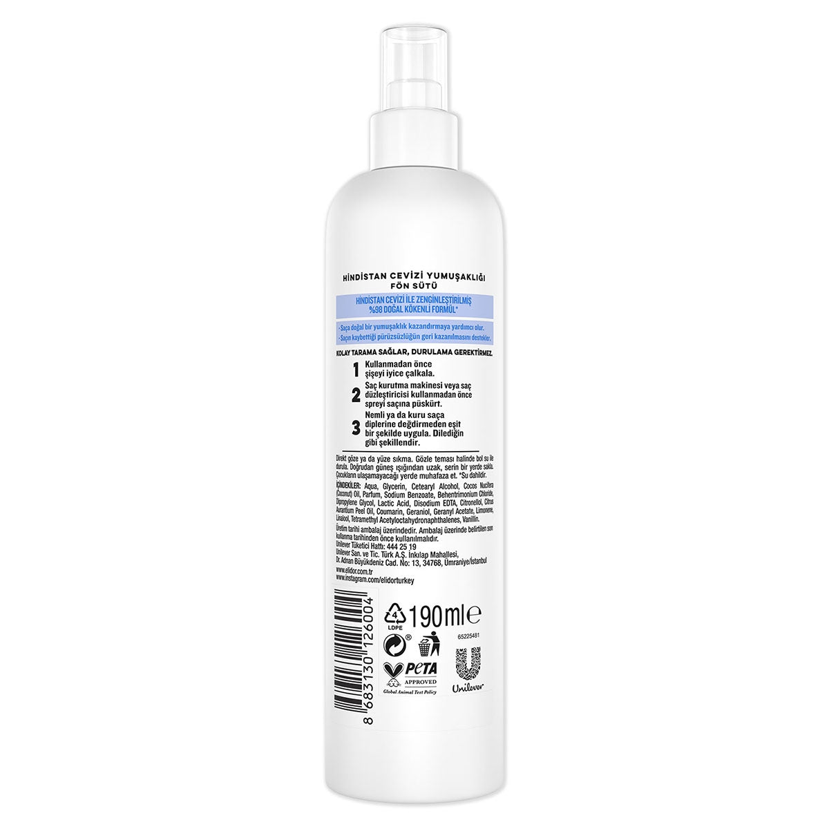 ELIDOR FÖN SÜTÜ HINDISTAN CEVİZİ 190ML