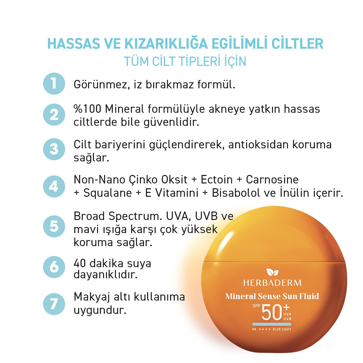 Mineral Sense Sun Fluid 50+SPF Mineral Dokunuş Likit Güneş Koruyucu Krem
40 ml