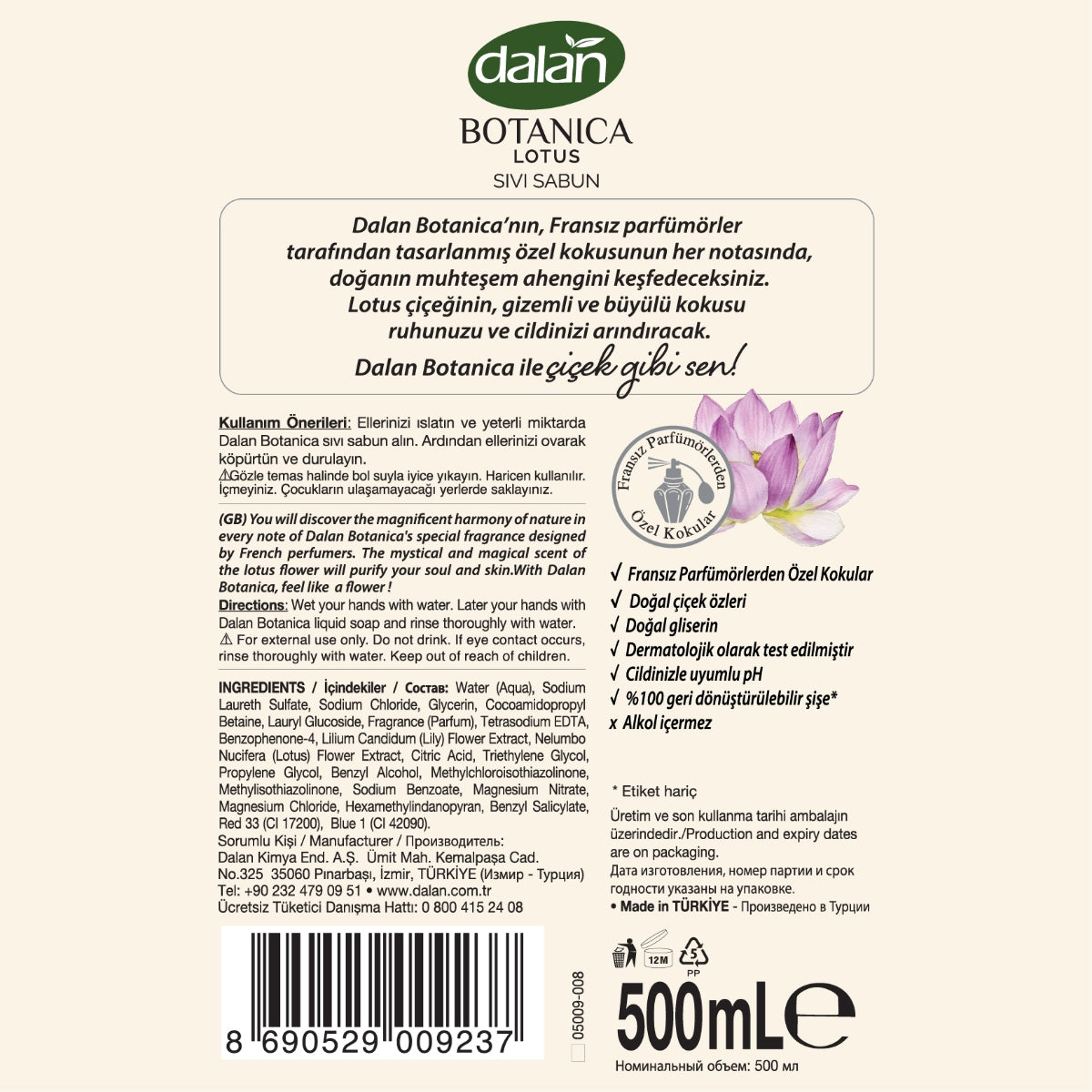 Dalan Botanica Sıvı Sabun Lotus 500 ml