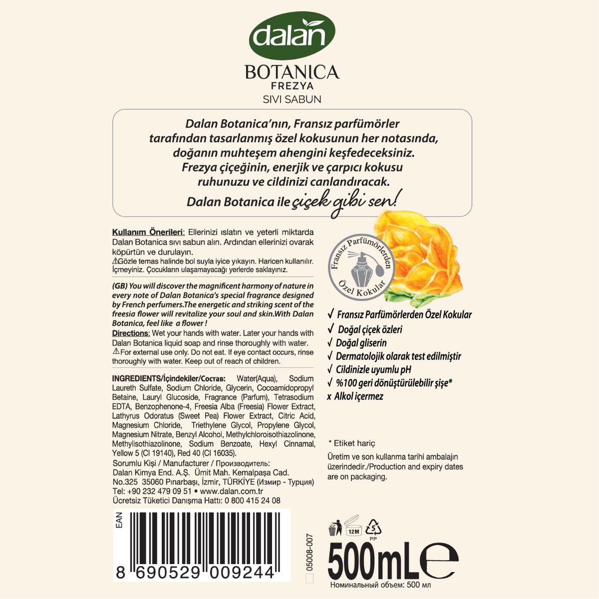 Dalan Botanica Frezya Sıvı Sabun 500 ml