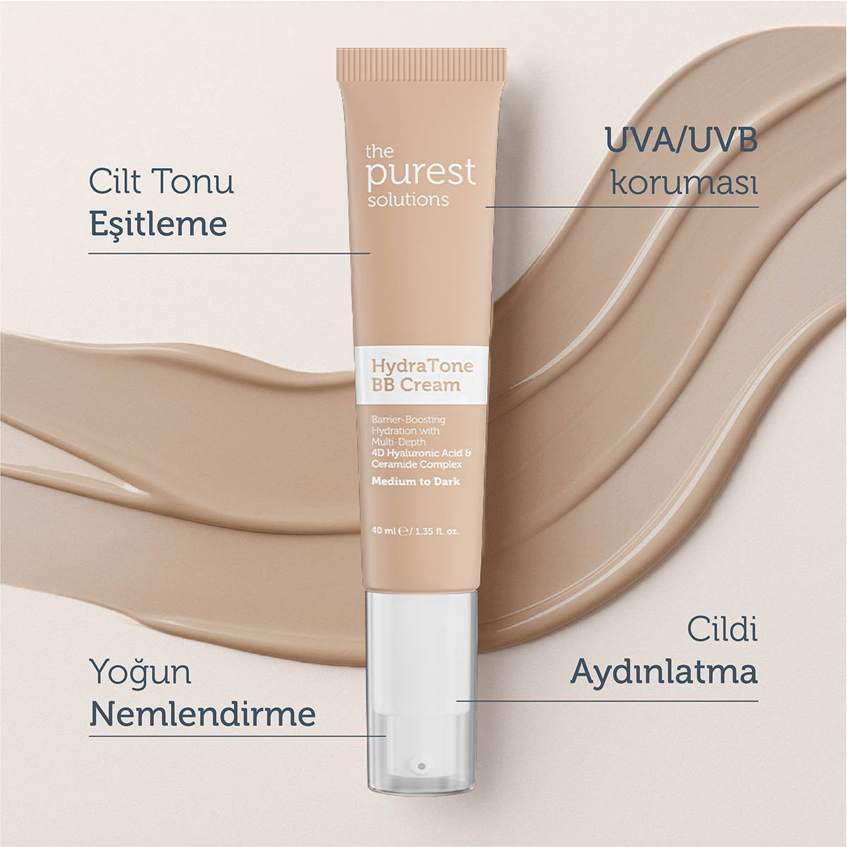 Kuru ve Karma Ciltler İçin Yoğun Nemlendirici BB Krem 50+SPF 40 ml
(Orta-Koyu Ton)