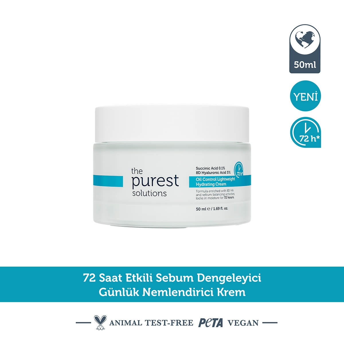 72 Saat Etkili Sebum Dengeleyici Su Bazlı Günlük Nemlendirici Krem 50 ml
