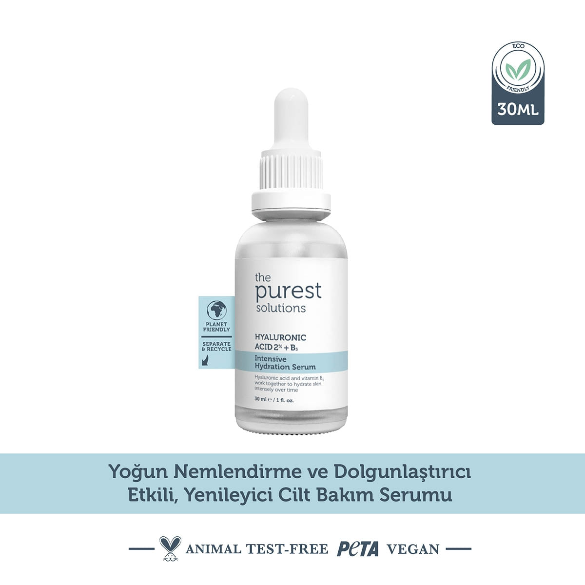 Tüm Cilt Tipleri İçin Yoğun Nemlendirici Bakım Serumu Hyaluronic Acid %2
+ B5 30 ml