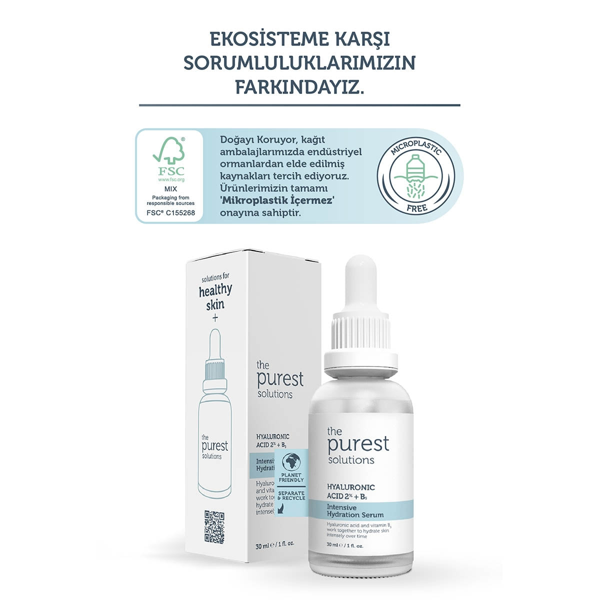 Tüm Cilt Tipleri İçin Yoğun Nemlendirici Bakım Serumu Hyaluronic Acid %2
+ B5 30 ml