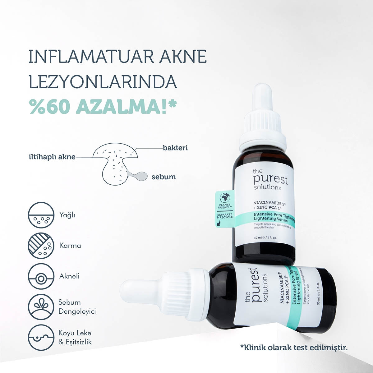 Gözenek Siyah Nokta ve Sivilce Oluşumunu Gidermeye Yardımcı Serum 30 ml