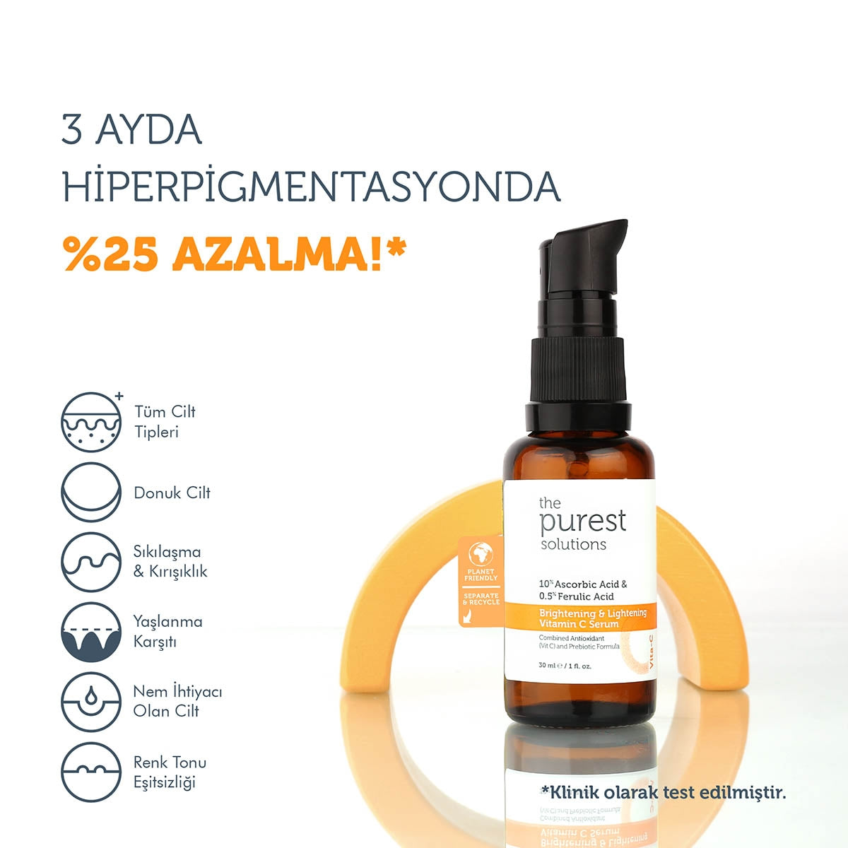 Vita-C Serum ve Aydınlatıcı Renk Tonu Eşitleyici C Vitamini Serum 30 ml
