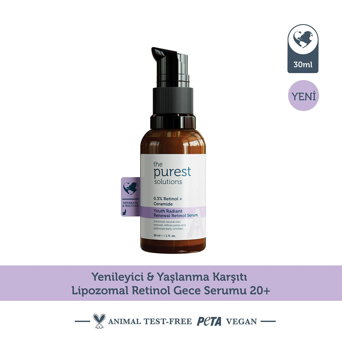 Yenileyici ve Yaşlanma Karşıtı 20+ Lipozomal Retinol Gece Serumu 30 ml