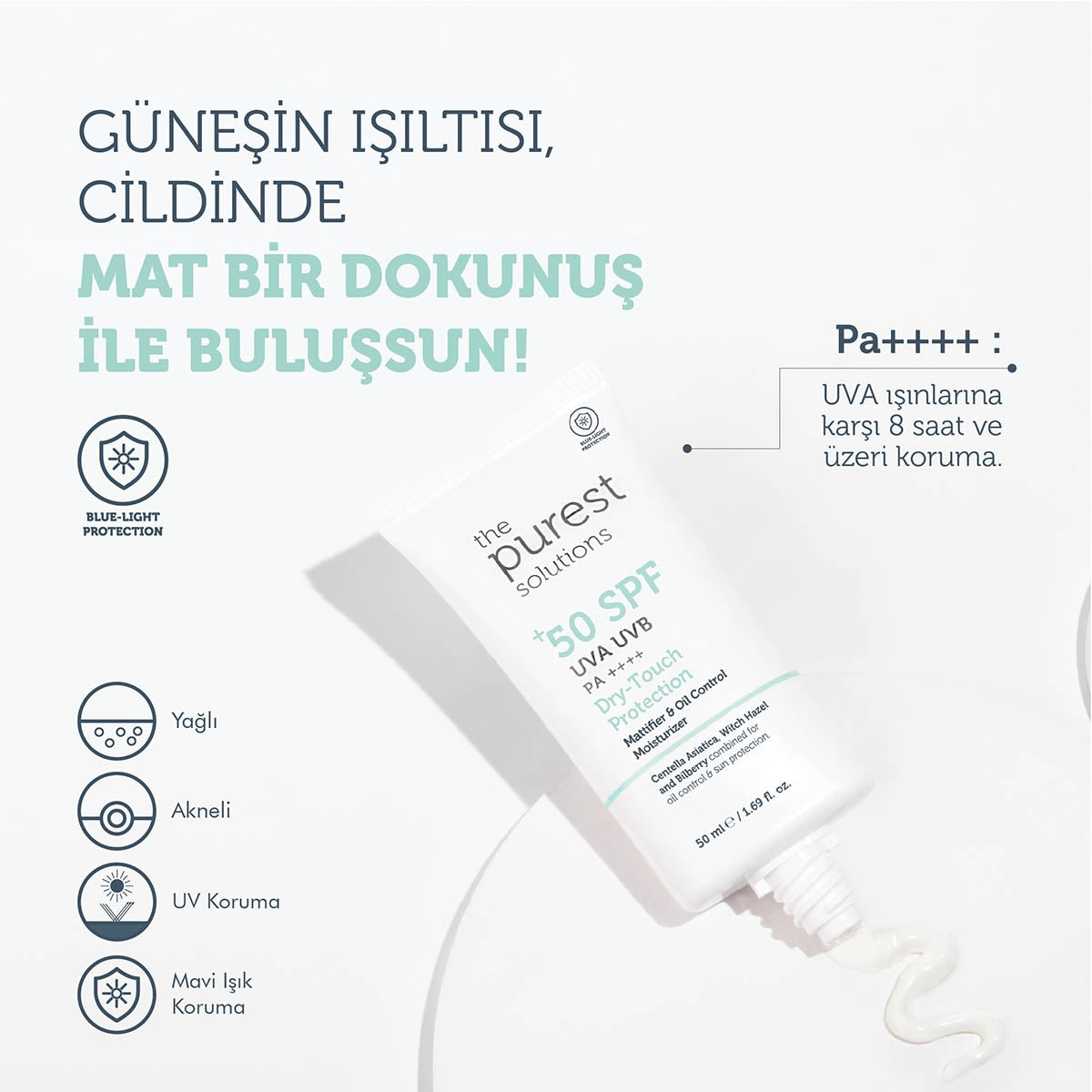 Yağlı Ciltler İçin Mat Bitişli Güneş Kremi 50+ SPF 50 ml
