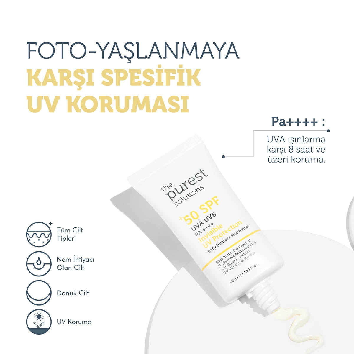 Görünmez UV Koruması Günlük Yoğun Nemlendirici SPF 50+ 50 ml