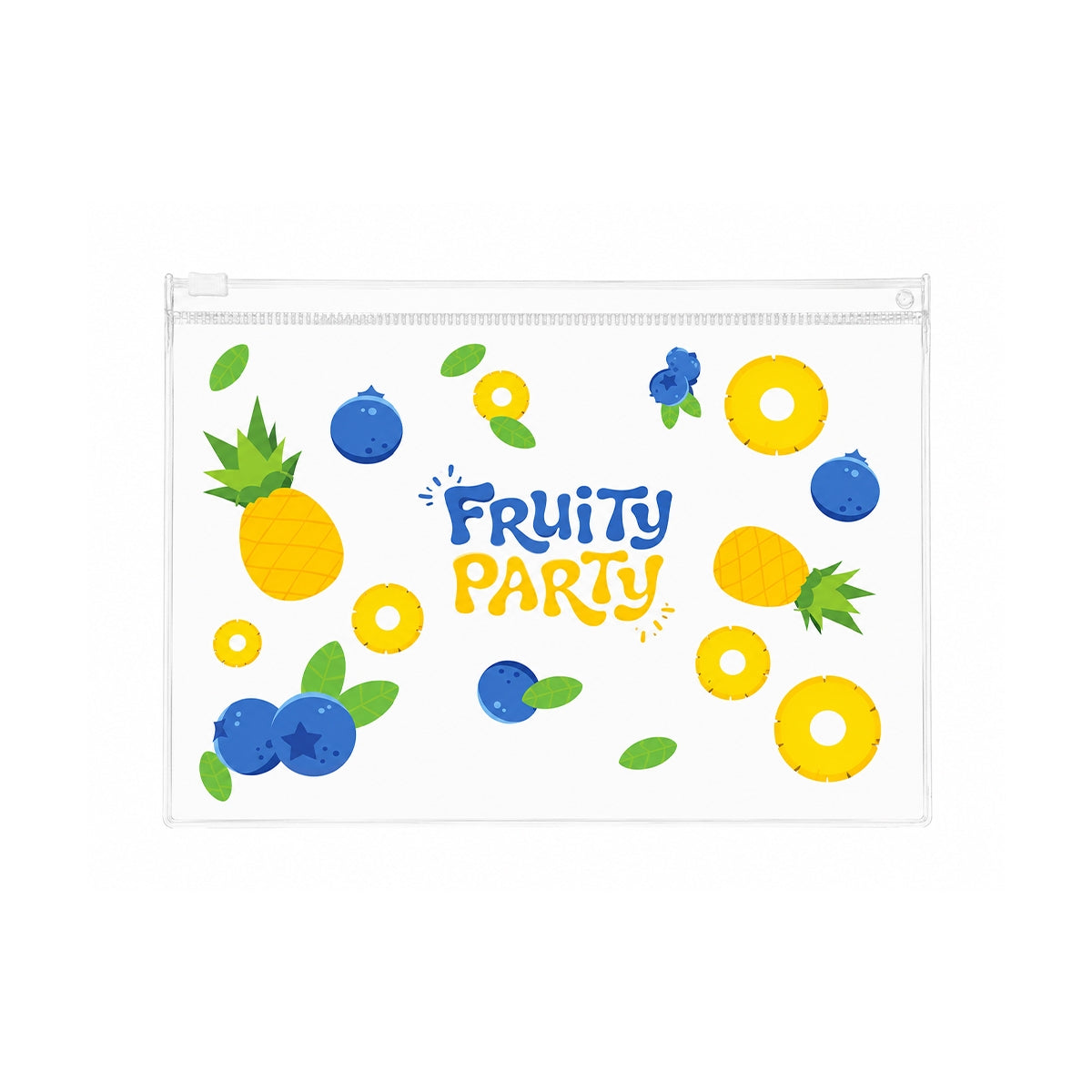 Fruity Party Ananas ve Yaban Mersini Desenli Küçük Şeffaf Çanta