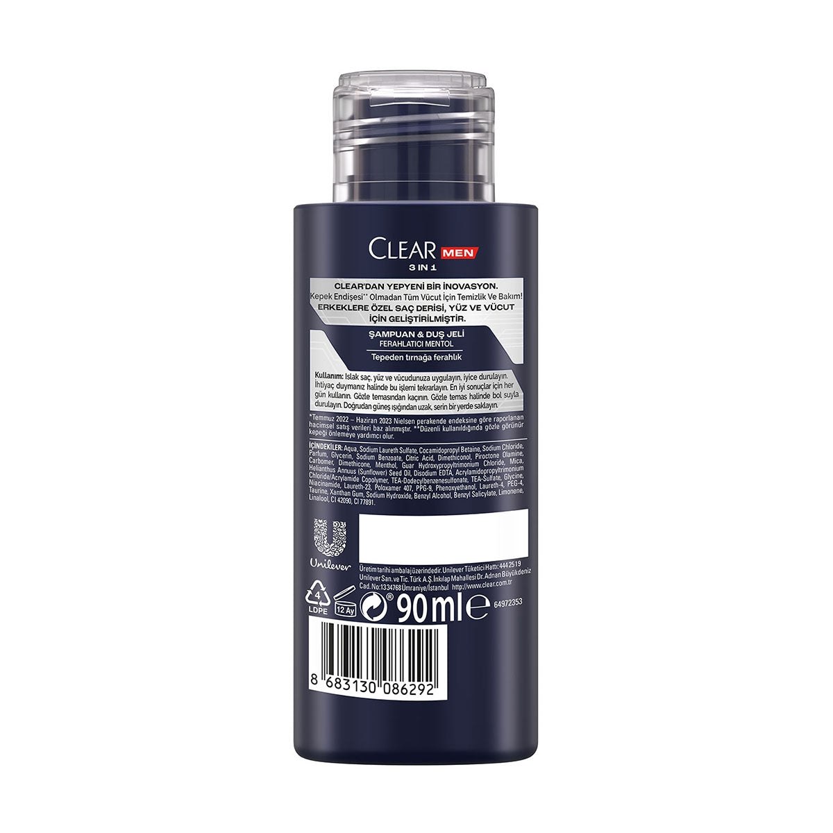 CLEAR ŞAMPUAN 3IN1 MENTOL 90ML