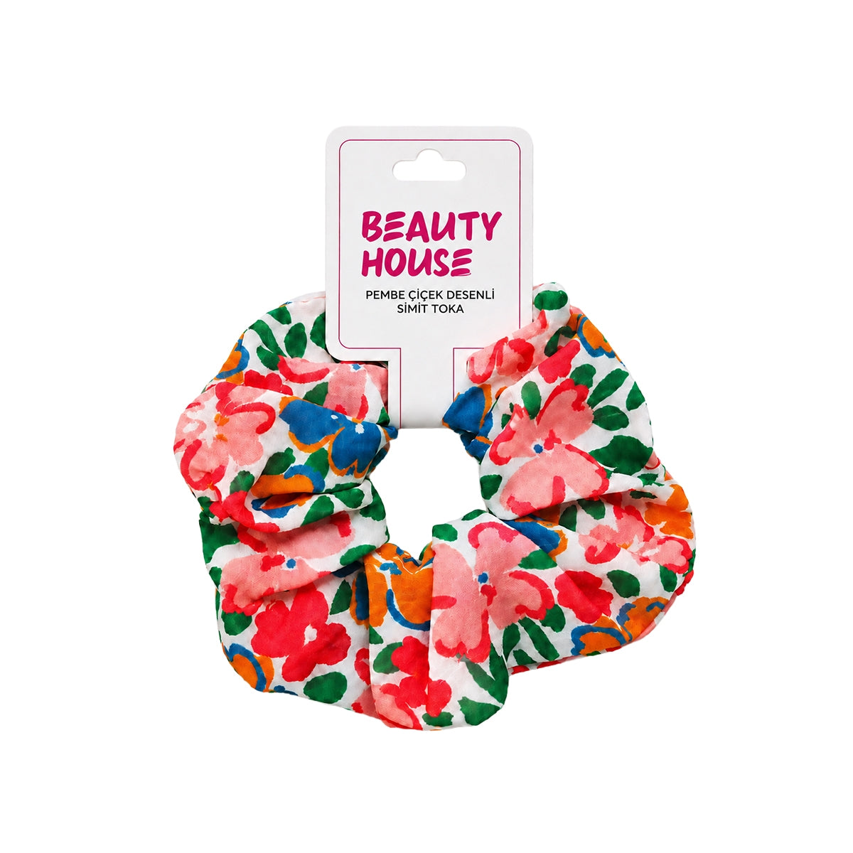 Pembe Çiçek Desenli Simit Toka