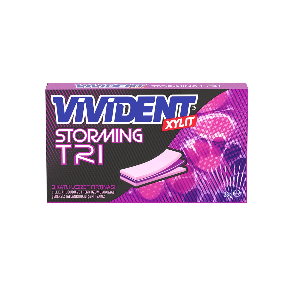Vivident Storming Sakız Çilek Ahududu Frenk Üzümü 33Gr