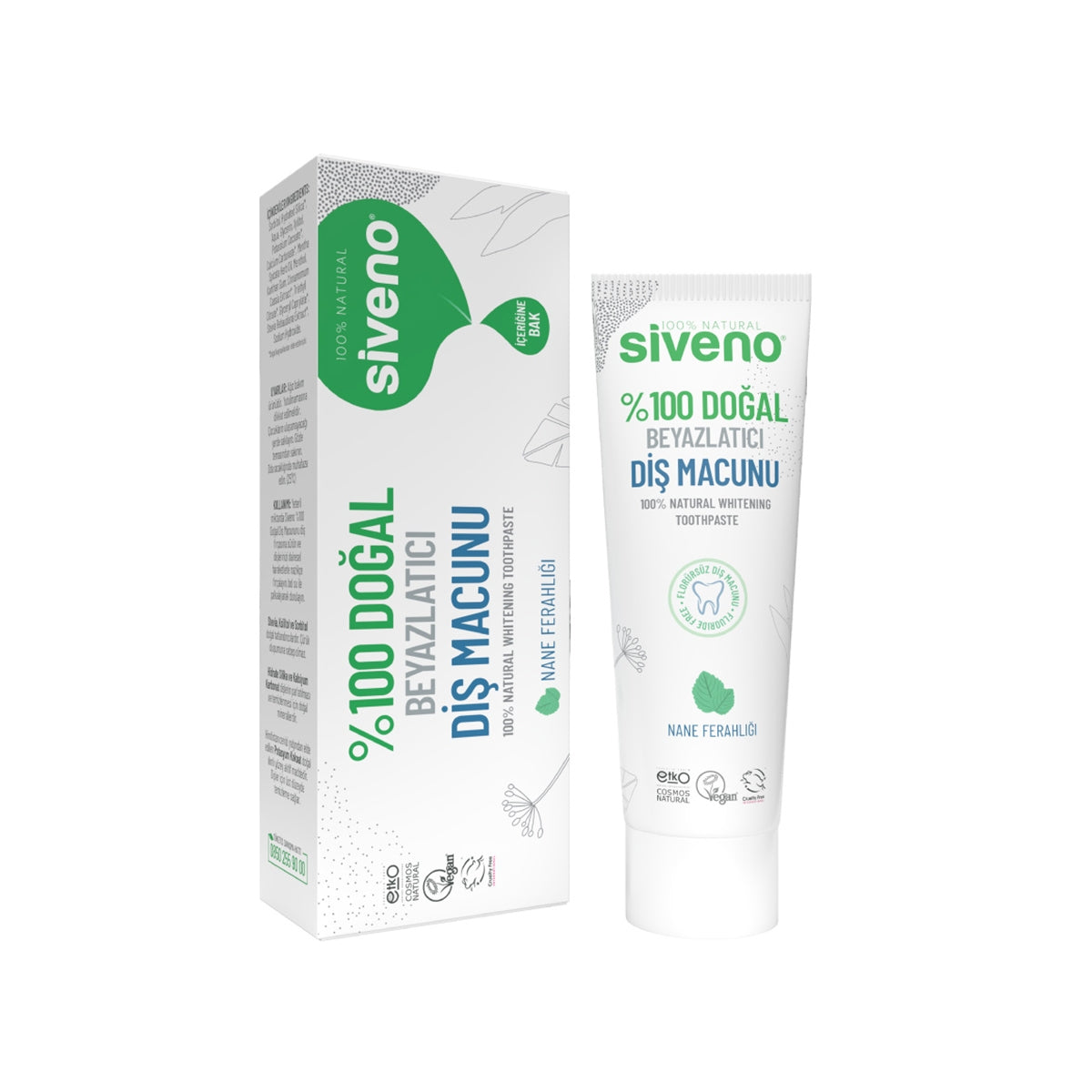 %100 Doğal Diş Macunu Beyazlatıcı Nane Ferahlığı Florürsüz 65 gr