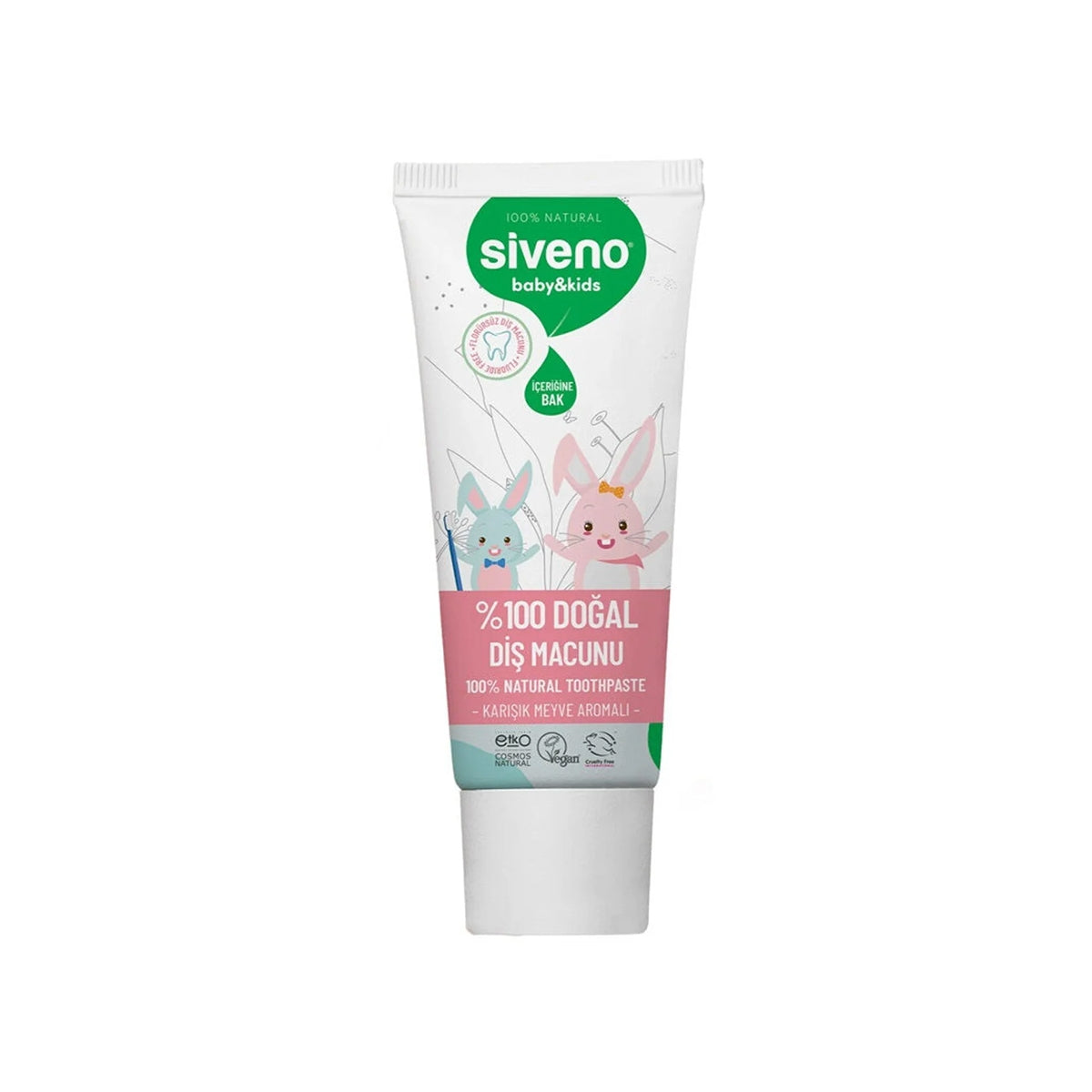 %100 Doğal Bebek ve Çocuk Diş Macunu Florürsüz Karışık Meyve Aromalı 50
ml