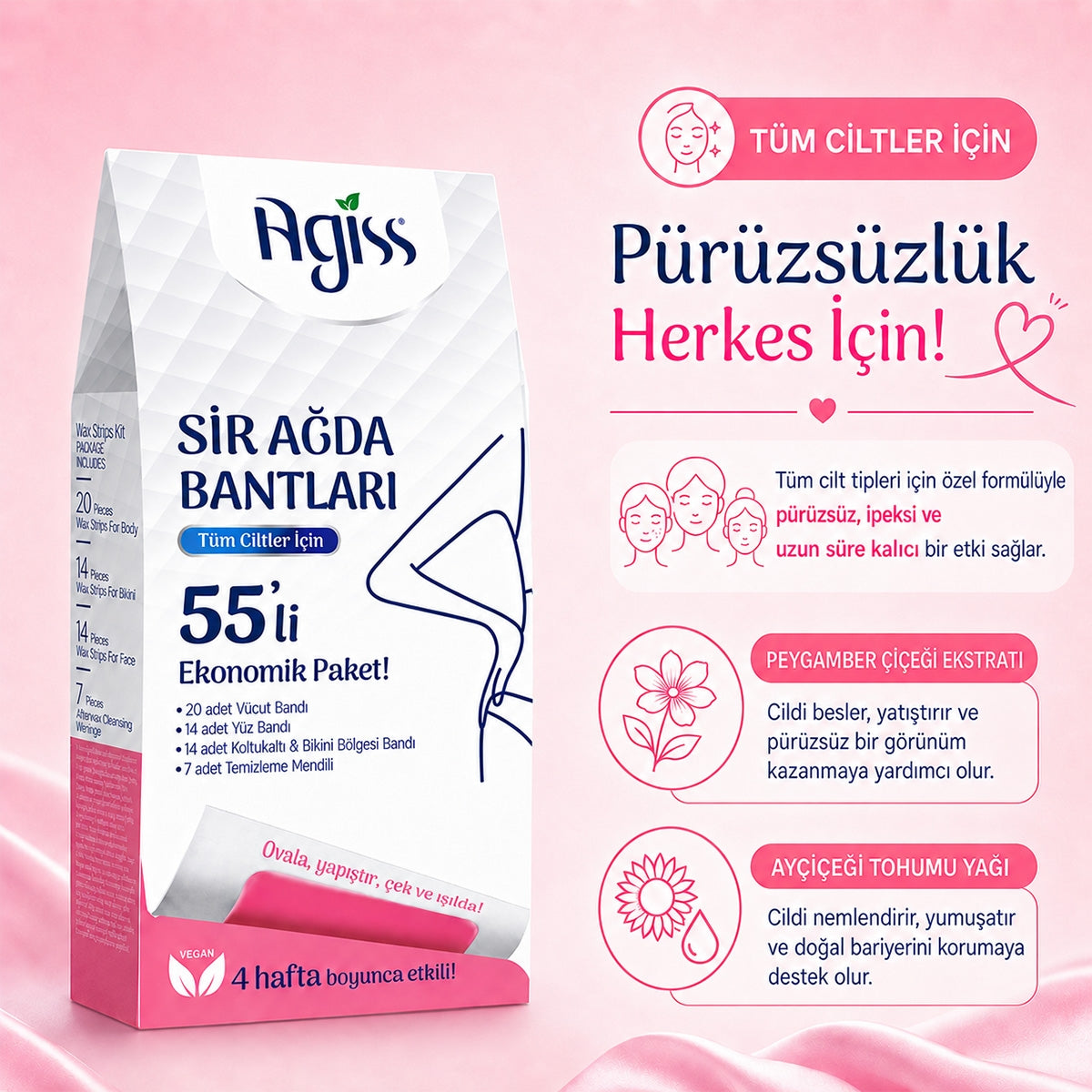 Sir Ağda Bantları Tüm Vücut Ekonomik Paket 55'li
