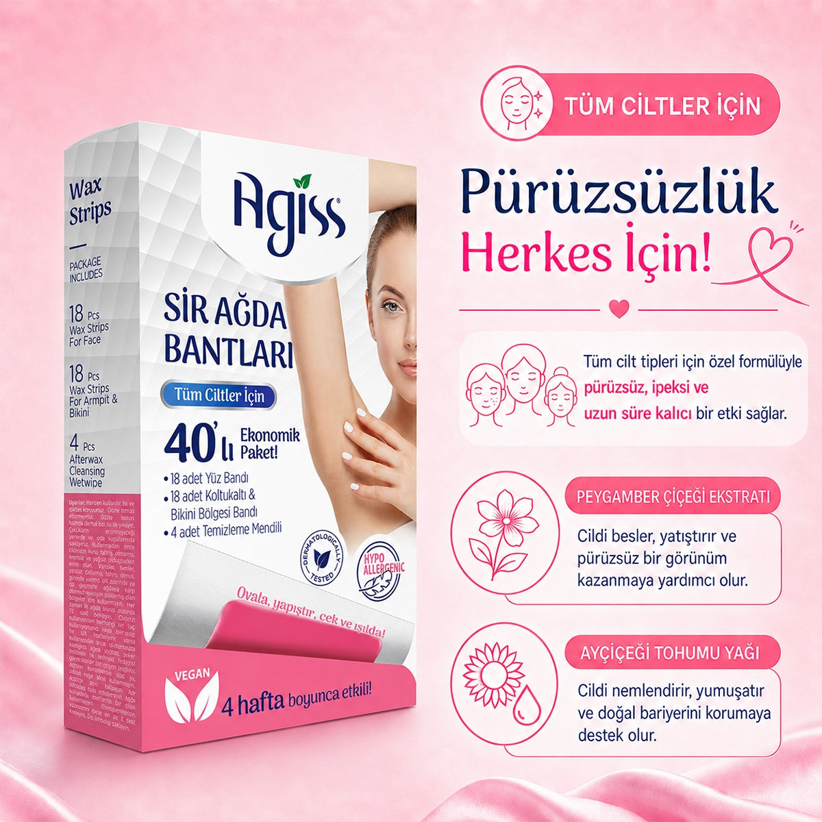 Sir Ağda Bantları Yüz-Koltuk Altı-Bikini Eko Set 40'lı