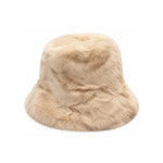 Bej Bucket Peluş Şapka